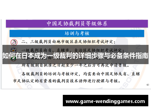 如何在日本成为一级裁判的详细步骤与必备条件指南