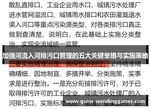 加强河流入河排污口管理的五大关键举措与实施策略