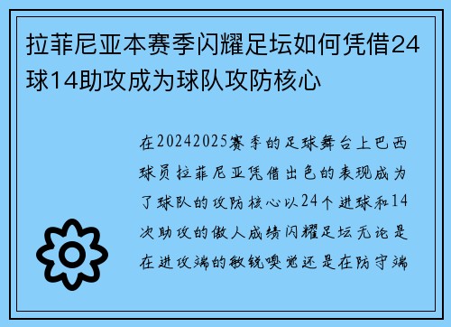 拉菲尼亚本赛季闪耀足坛如何凭借24球14助攻成为球队攻防核心