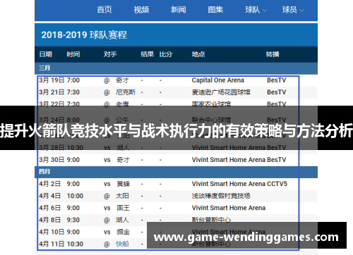 提升火箭队竞技水平与战术执行力的有效策略与方法分析